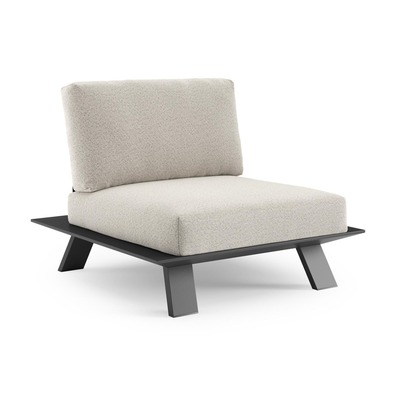 Fauteuil de jardin Cesano en aluminium noir et coussin en all weather Solica firenze natural