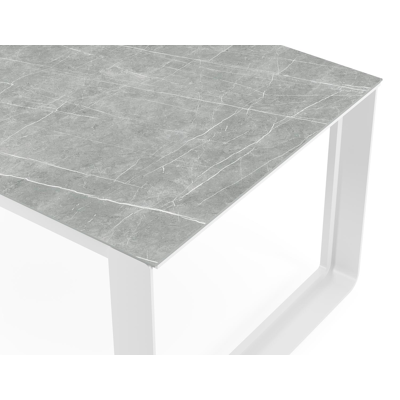 Atessa tuintafel in wit aluminium en volkeramiek zaha stone - L 240 x B 100 x H 74,5 cm