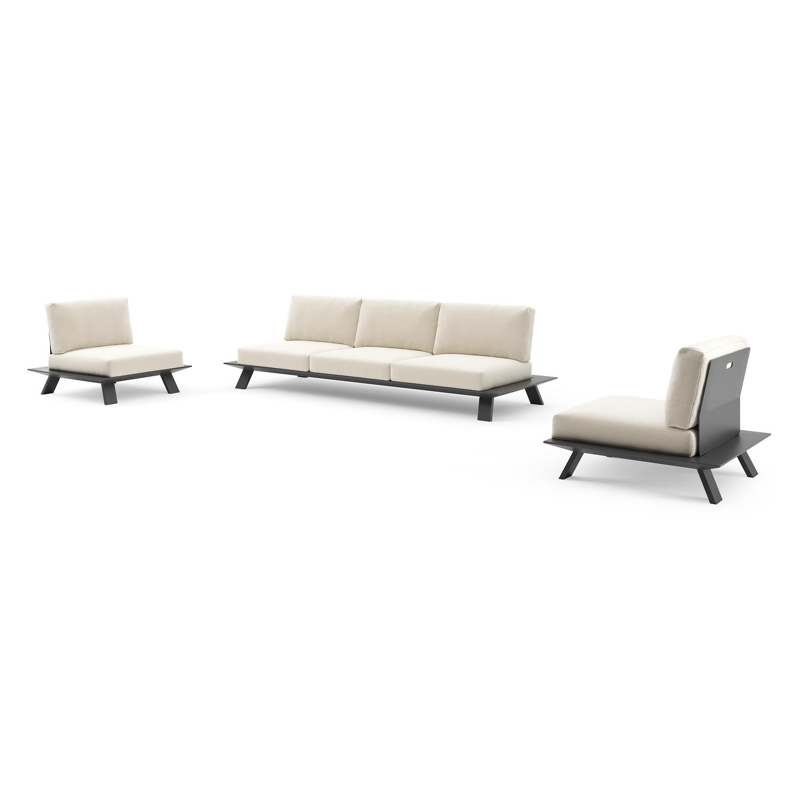 Cesano loungeset in zwart aluminium met althea off white all weather Cosytica kussen