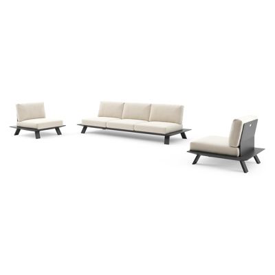 Cesano loungeset in zwart aluminium met althea off white all weather Cosytica kussen
