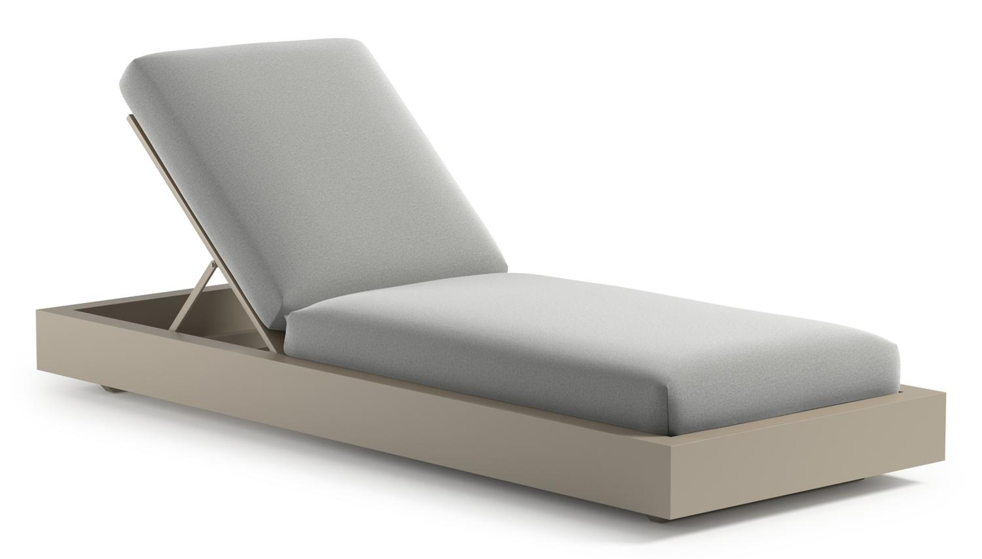 Como verstelbaar ligbed in beige aluminium met natte grey chine all weather sunbrella® luxe