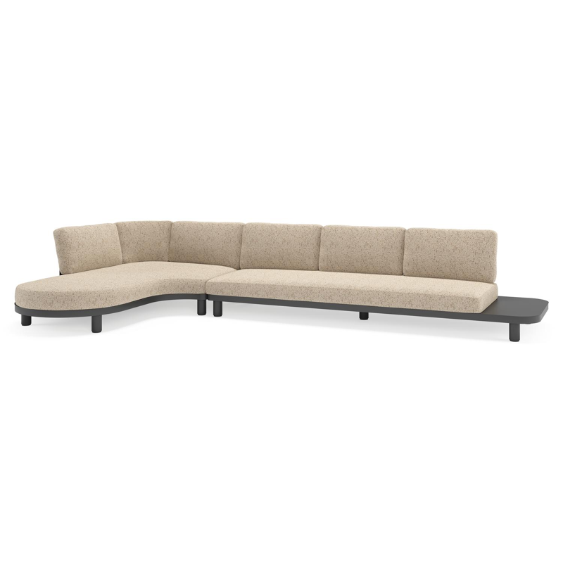 Donato loungehoek in zwart aluminium met all weather cosytica Bora Jungle kussen