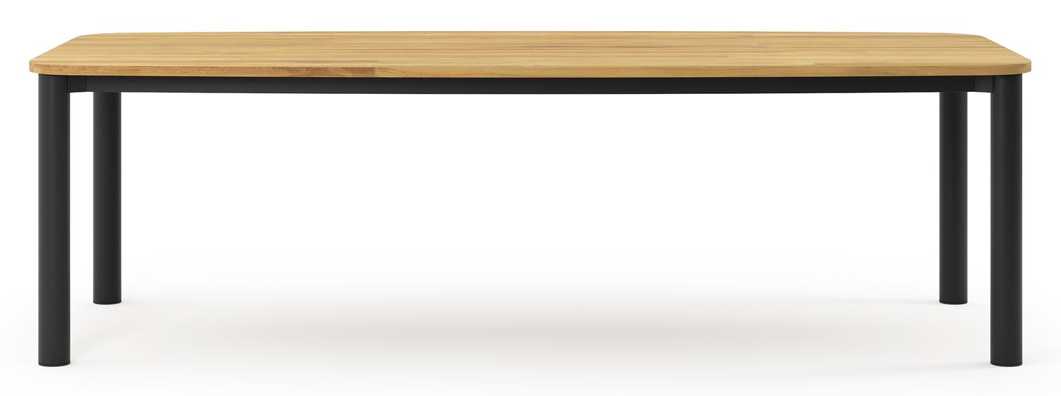 Orso tuintafel bootvorm in zwart aluminium en teak - L 255 x B 115 x H 75 cm