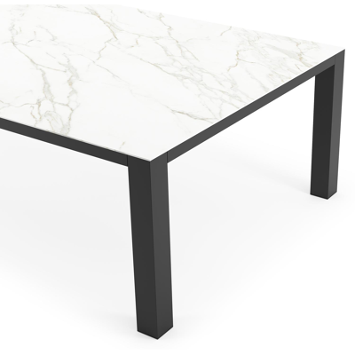 Nano XL tuintafel rechthoekig in zwart aluminium en volkeramiek Calacatta - L 240 x B 148 x H 75 cm