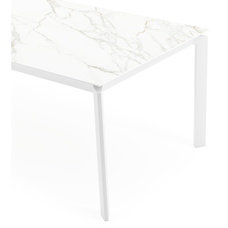 Cirello tuintafel in wit aluminium en volkeramiek calacatta - L 240 x B 100 x H 75 cm