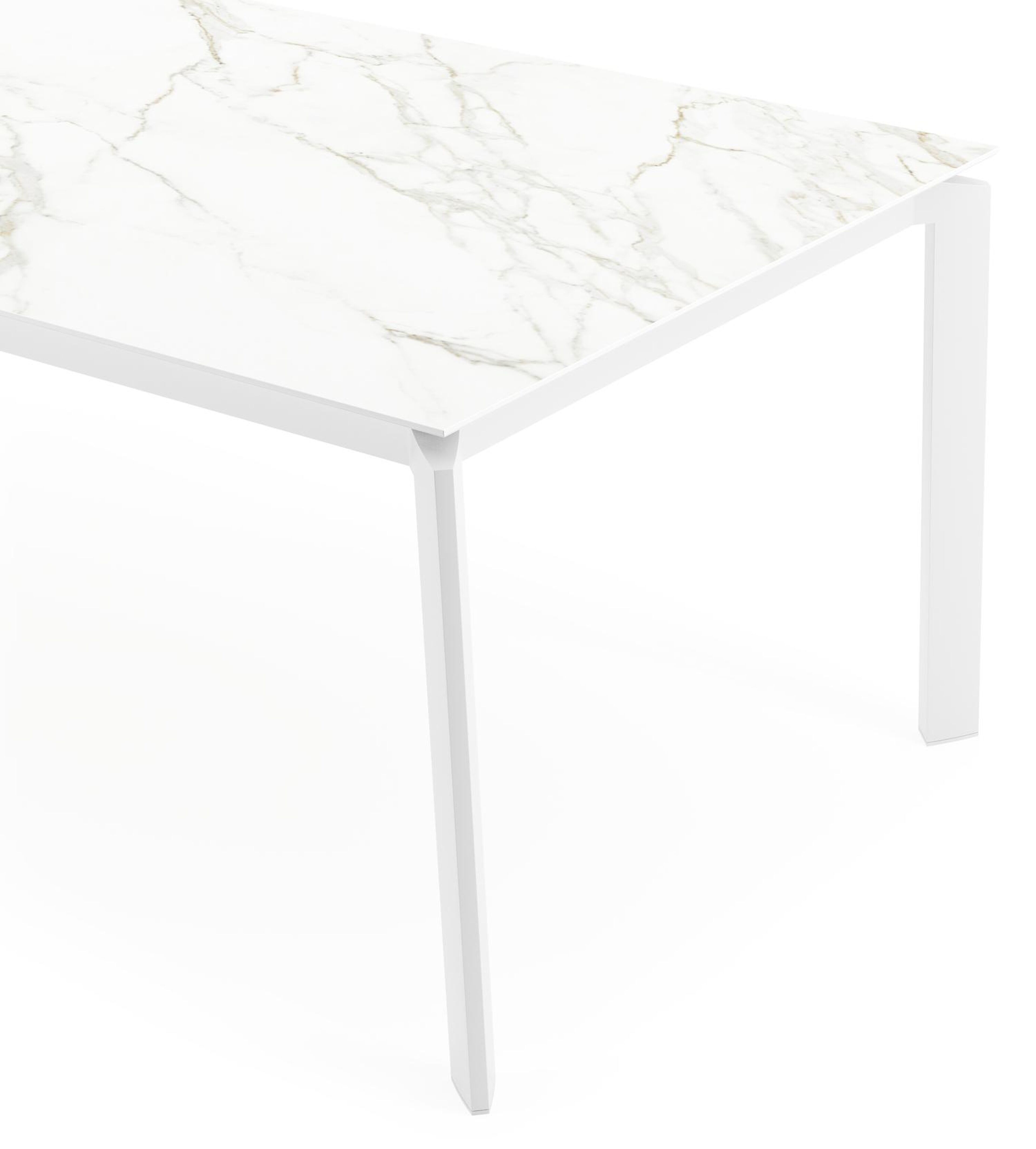 Cirello tuintafel rechthoekig in wit aluminium en volkeramiek calacatta - L 240 x B 100 x H 75 cm