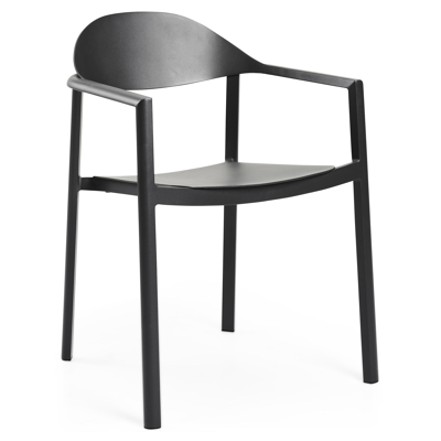 Fano (Piemonte) stapelbare tuinstoel in zwart aluminium