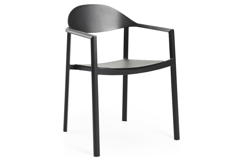Fano (Piemonte) stapelbare tuinstoel in zwart aluminium