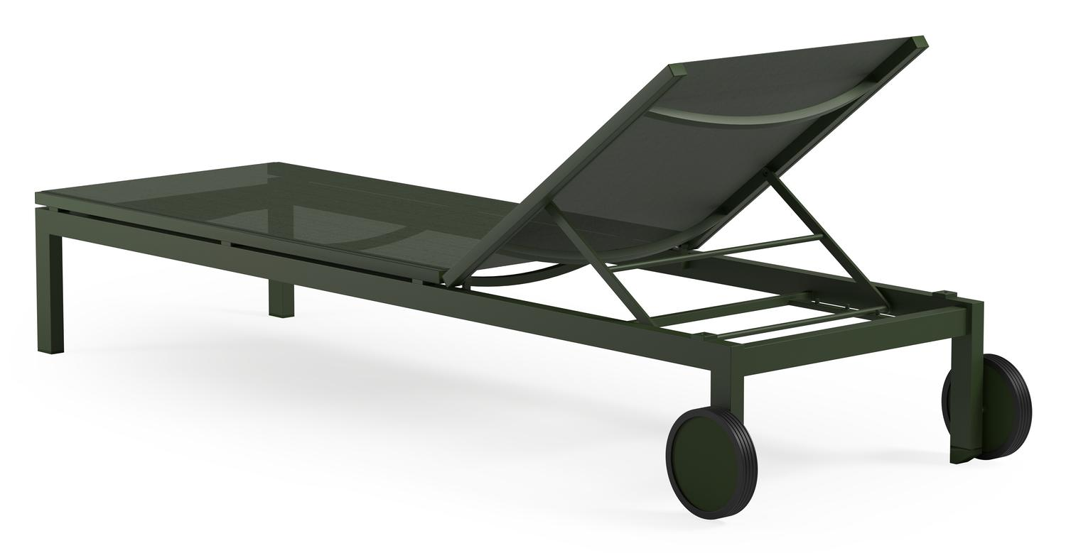 Set van 2 verstelbare Caravelle ligbedden in groen aluminium