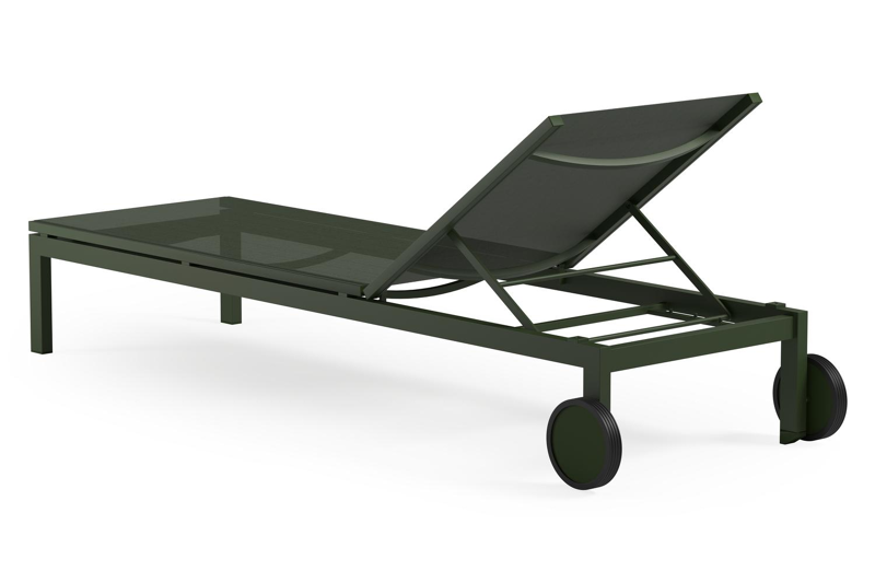 Caravelle verstelbaar ligbed in groen aluminium