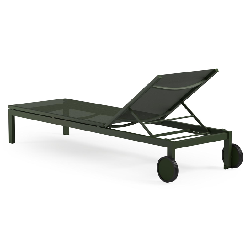 Set van 2 verstelbare Caravelle ligbedden in groen aluminium