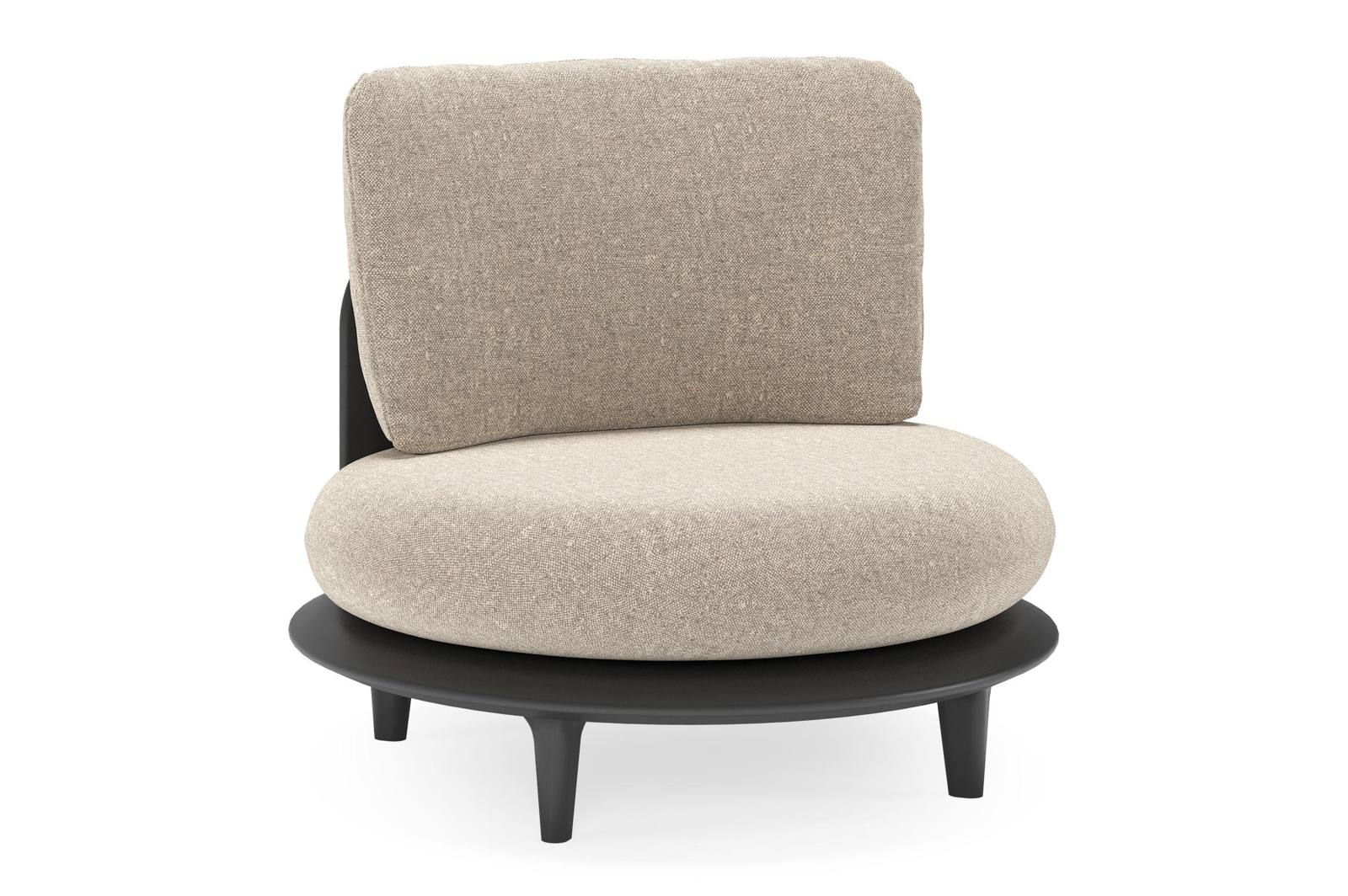 Bomero loungestoel in zwart aluminium met chartres pewter all weather sunbrella® luxe kussen