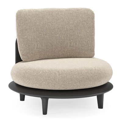 Bomero loungestoel in zwart aluminium met chartres pewter all weather sunbrella® luxe kussen