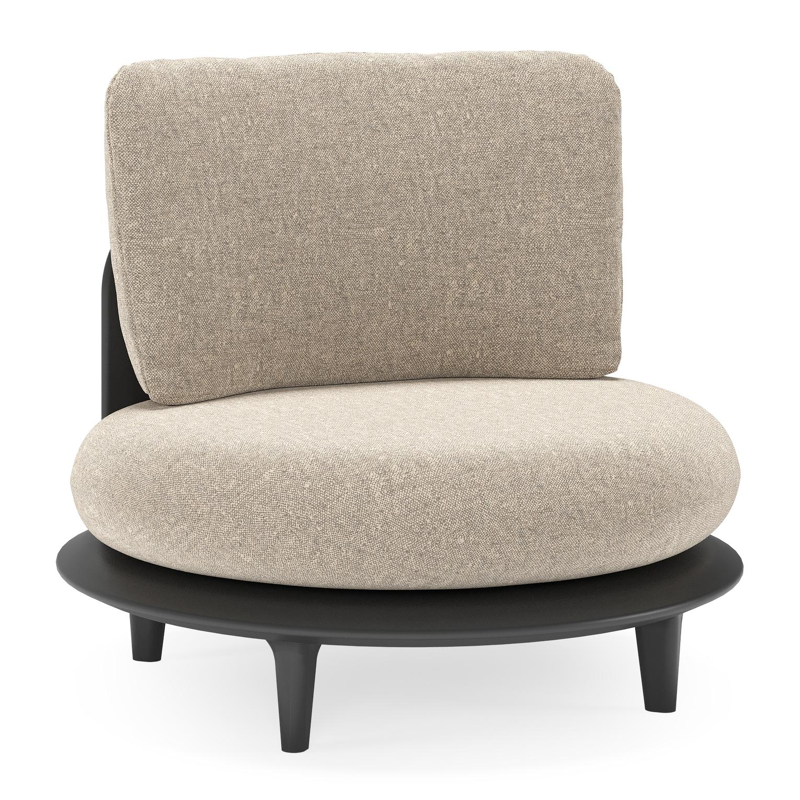 Bomero loungestoel in zwart aluminium met chartres pewter all weather sunbrella® luxe kussen