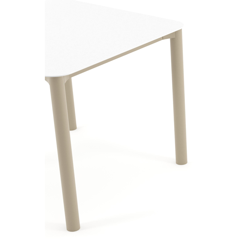 Orso tuintafel rechthoekig afgerond in beige aluminium en volkeramiek Arctic White - L 90 x B 90 x H 74.5 cm