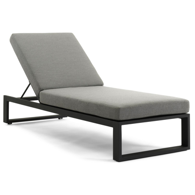 Verato verstelbaar ligbed in zwart aluminium met natte charcoal chine Sunbrella® Premium kussen