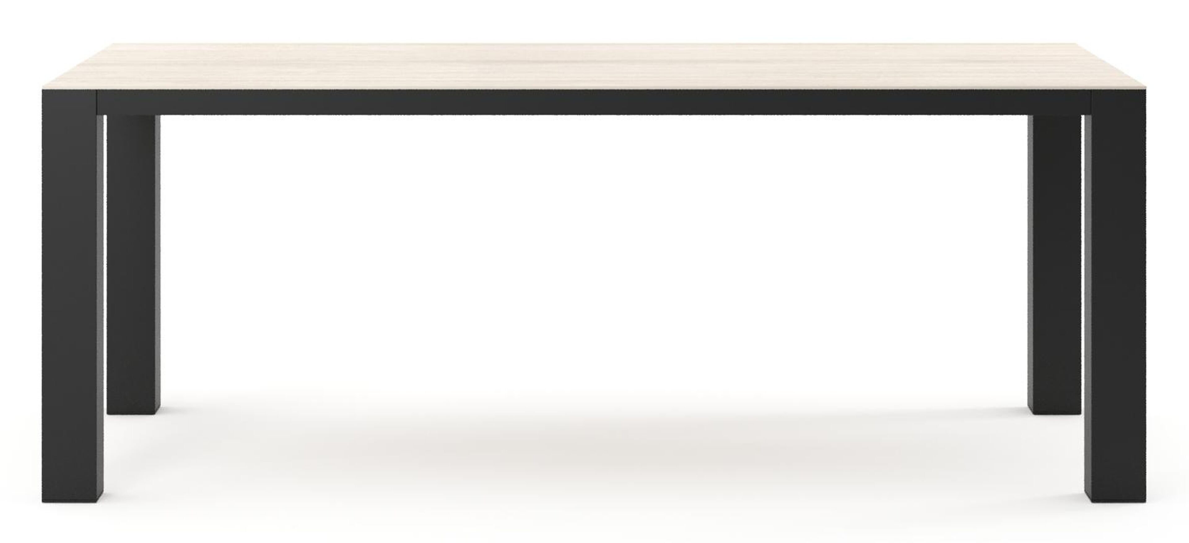 Table de jardin Nano rectangulaire en aluminium noir et céramique pleine Travertino Bianco - Lg. 200 x Lrg. 100 x Haut. 75 cm