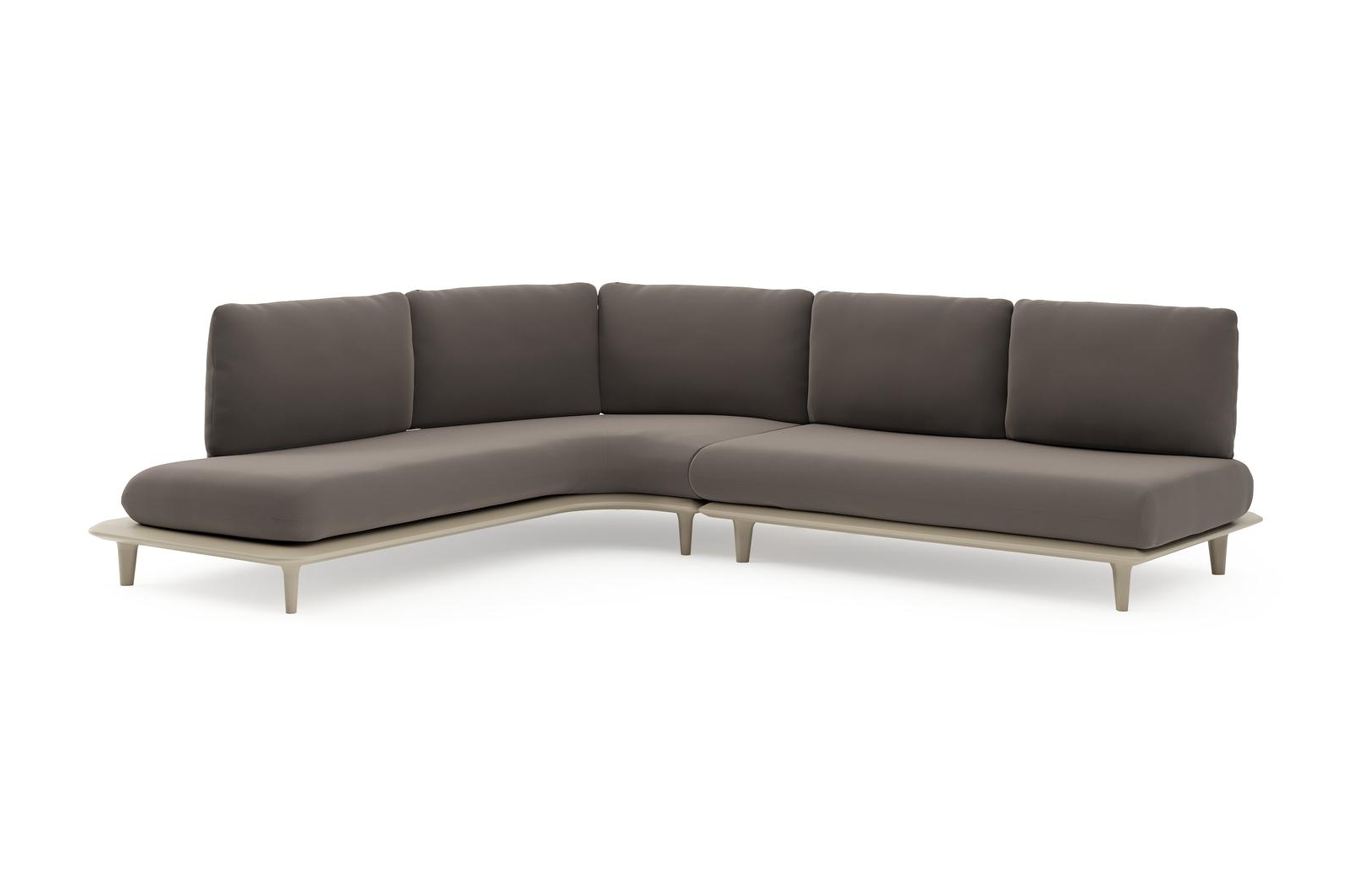 Salon de jardin d'angle Bomero en aluminium beige et coussins en all weather sunbrella® luxe natte nature grey