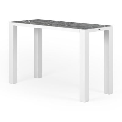 Nano bartafel in wit aluminium en volkeramiek arctic white - L 170 x B 70 x H 105,6 cm