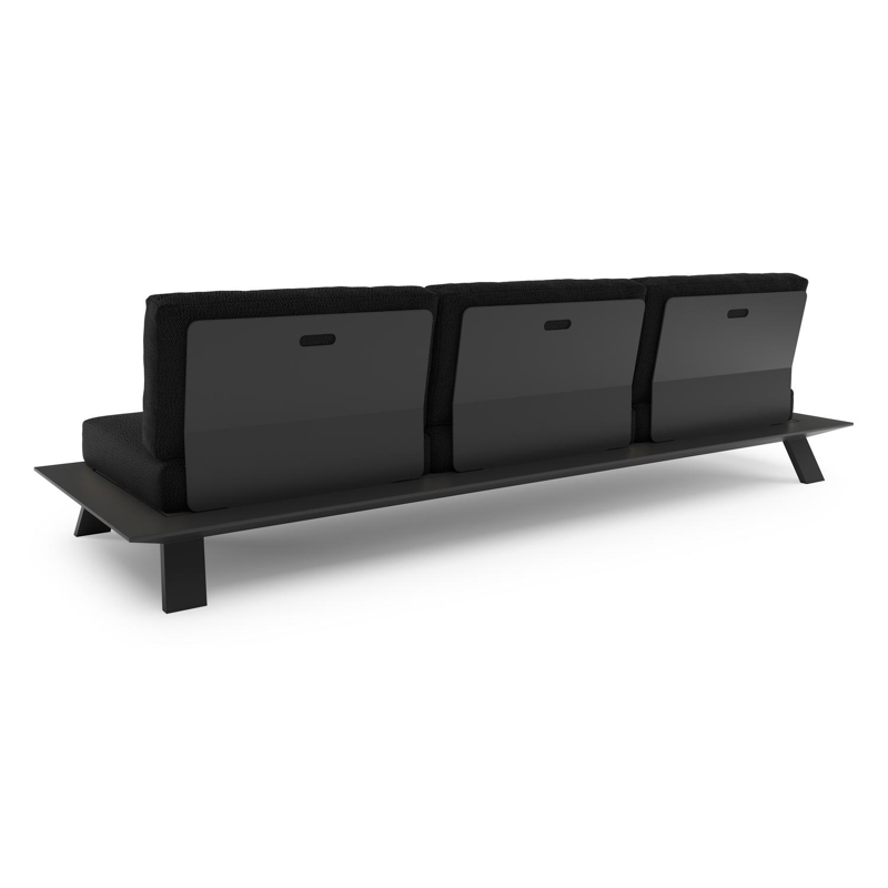 Canapé de jardin Cesano en aluminium noir et coussin en all weather Sunbrella® luxe lopi baribal