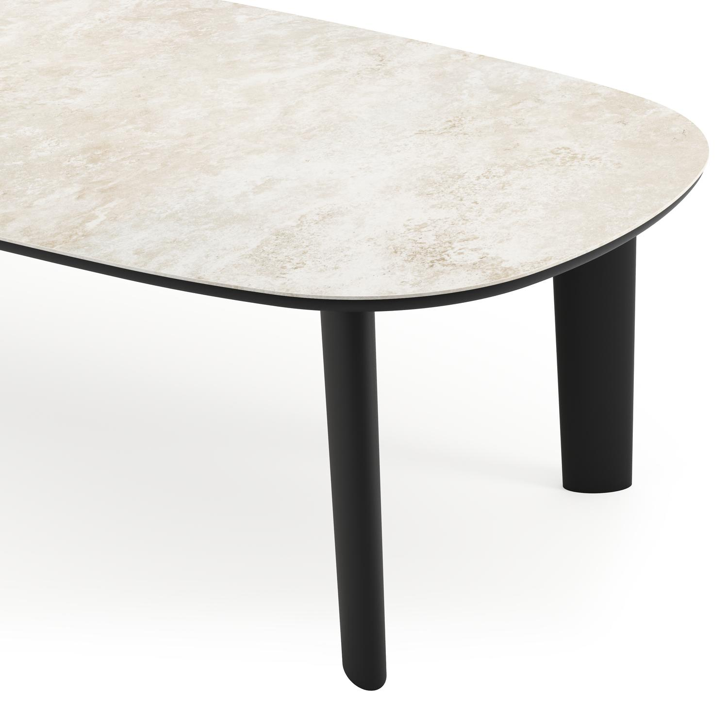 Amico tuintafel bombo in zwart aluminium en volkeramiek Rapolano - L 270 x B 125 x H 73.5 cm