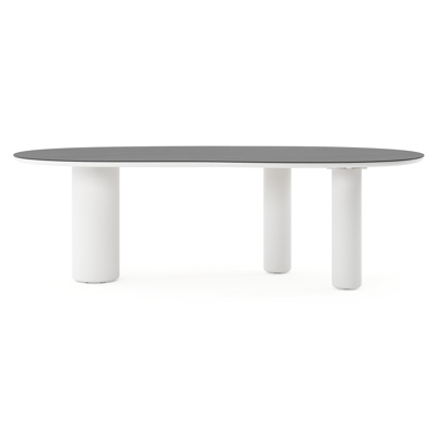 Amico tuintafel organisch in wit aluminium en volkeramiek Basalt Black - L 240 x B 110 x H 73.5 cm