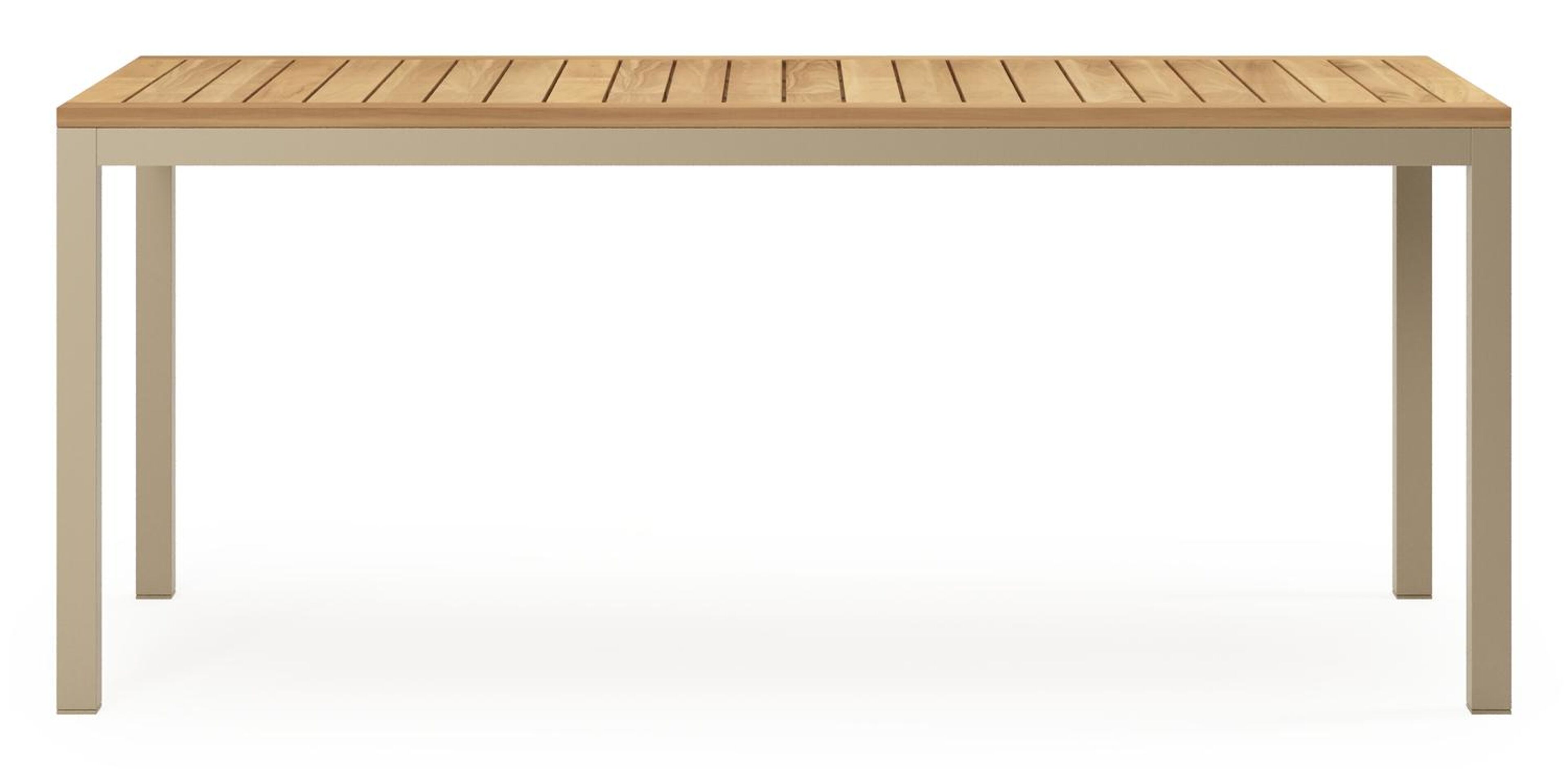 Ensemble de jardin Feltro en aluminium beige et teck avec 6 chaises de jardin empilable Calobra