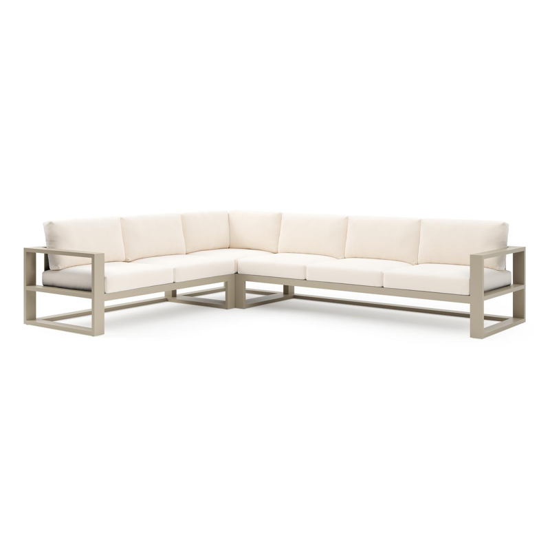 Verato loungehoek in beige aluminium met lopi snow all weather sunbrella® luxe kussen