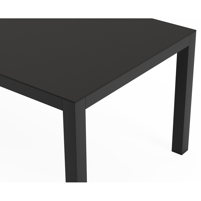 Varese rechthoekige tuinset in zwart aluminium en sintered stone notte minerale met 8 Matera tuinstoelen