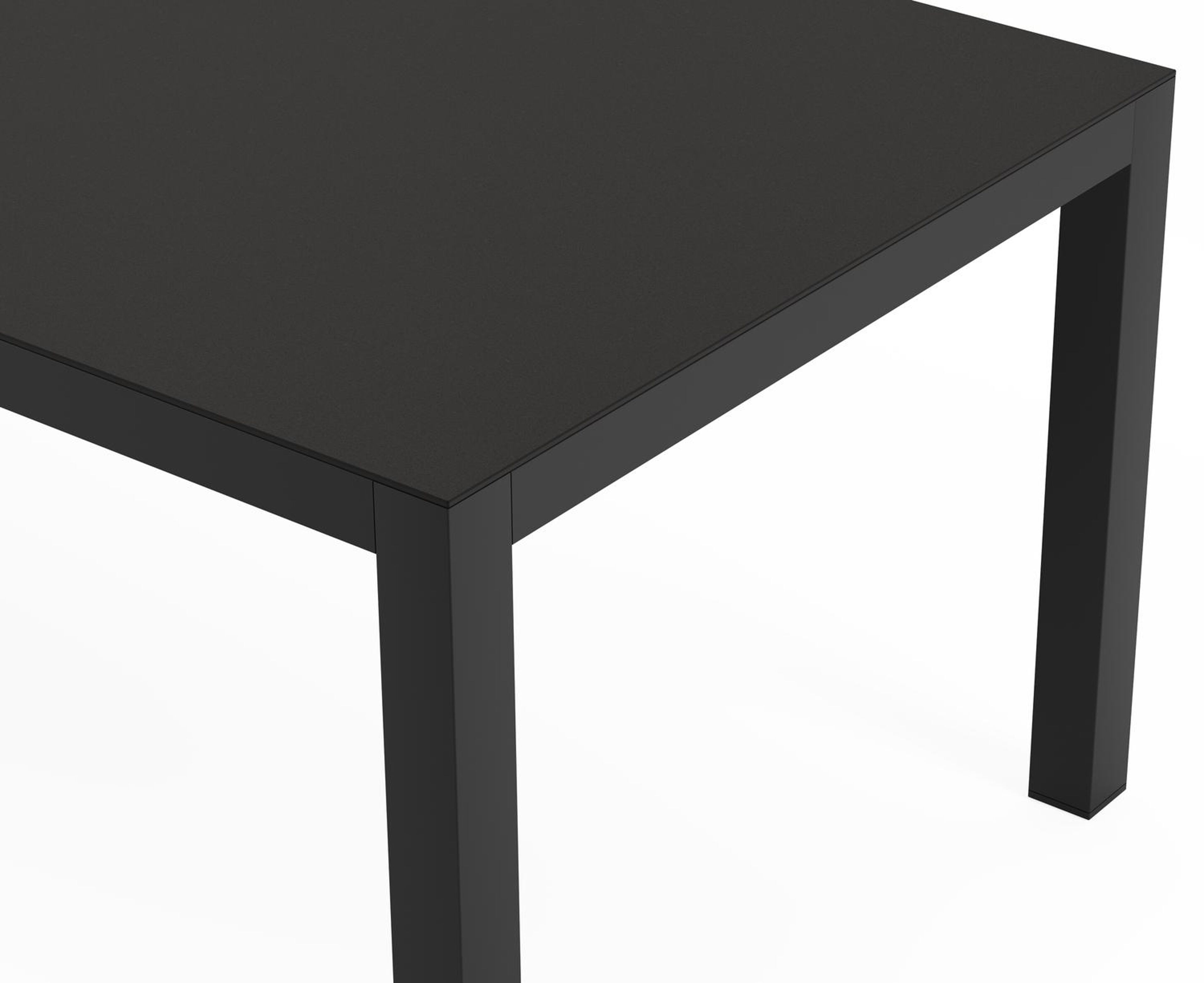 Varese rechthoekige tuinset in zwart aluminium en sintered stone notte minerale met 8 Matera tuinstoelen