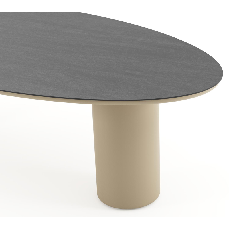 Amico tuintafel ovaal in beige aluminium en volkeramiek Basalt Black - L 260 x B 125 x H 73.5 cm