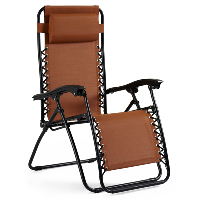 Set van 2 verstelbare Lira relaxstoelen in zwart staal en pumpkin textilene