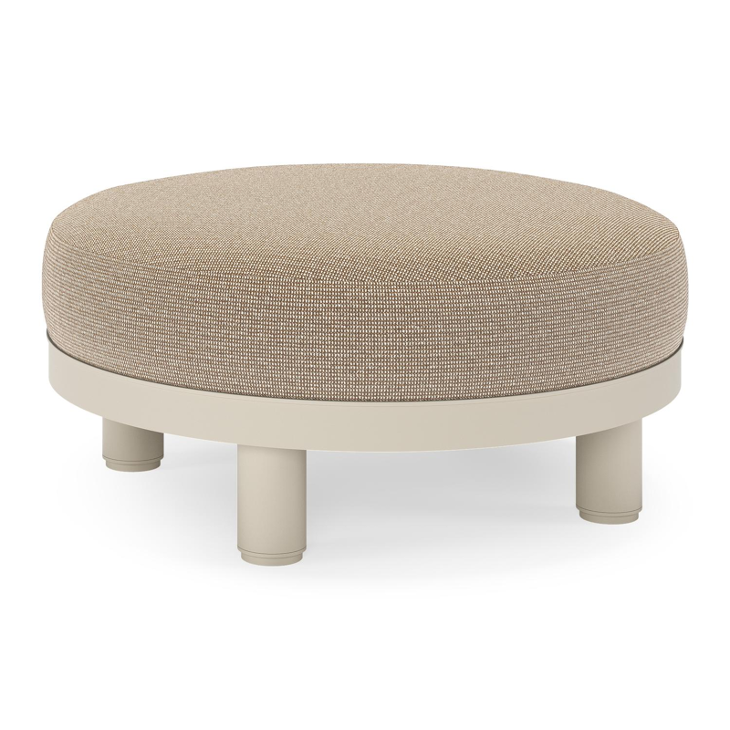 Salon de jardin pouf Donato en aluminium beige et coussins en all weather solica Firenze Earth