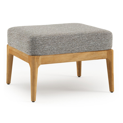 Pouf Orso en teck et coussins en all weather sunbrella® luxe Tundra Pepper