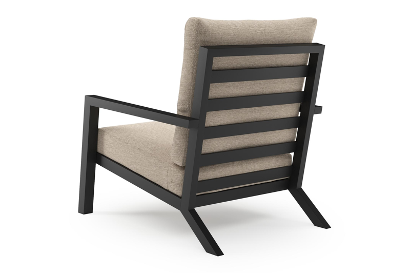 Arnes loungestoel in zwart aluminium met rustic weather+ softtouch kussen