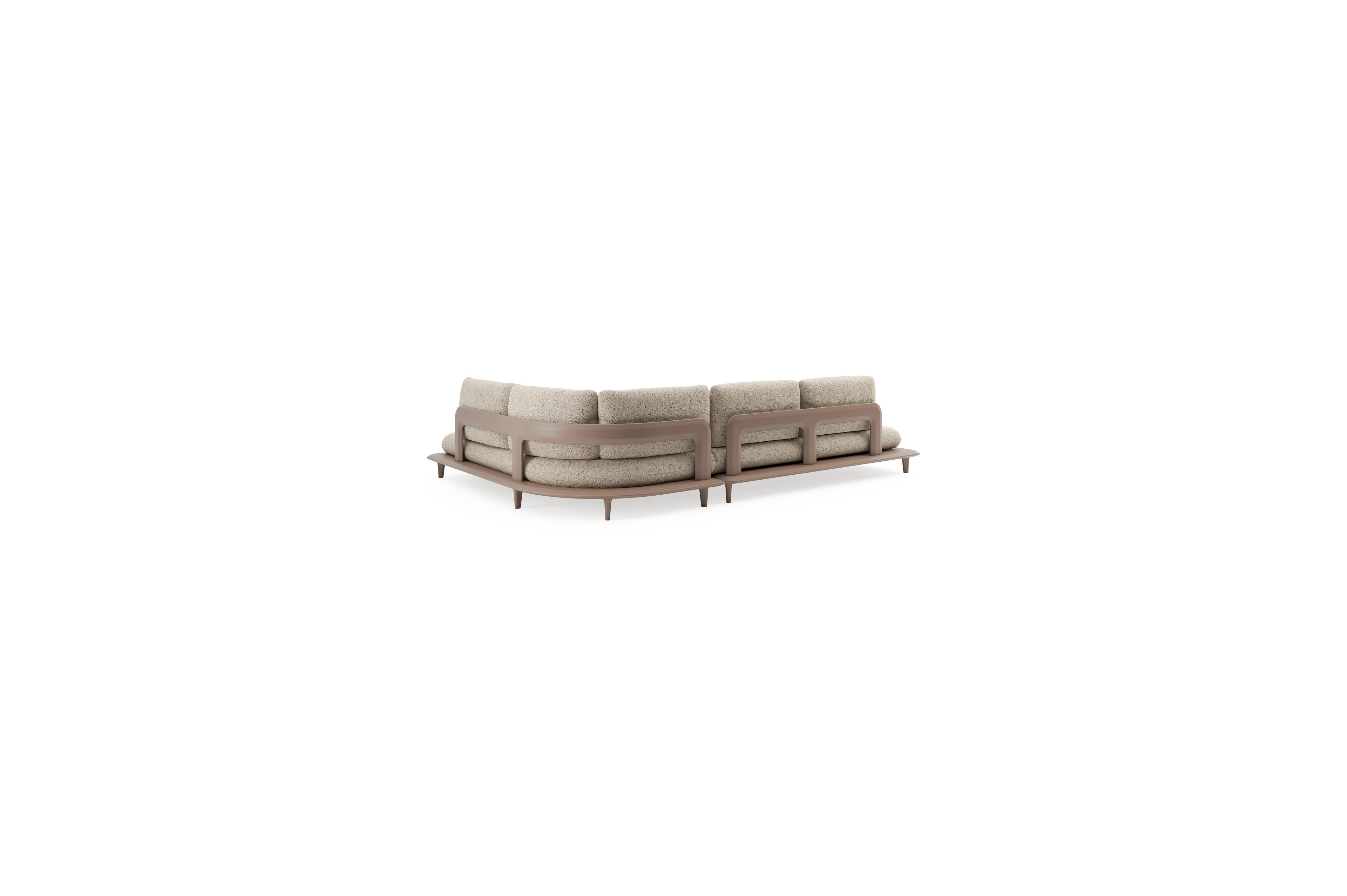 Bomero loungehoek in taupe aluminium met bora jungle all weather cosytica kussen