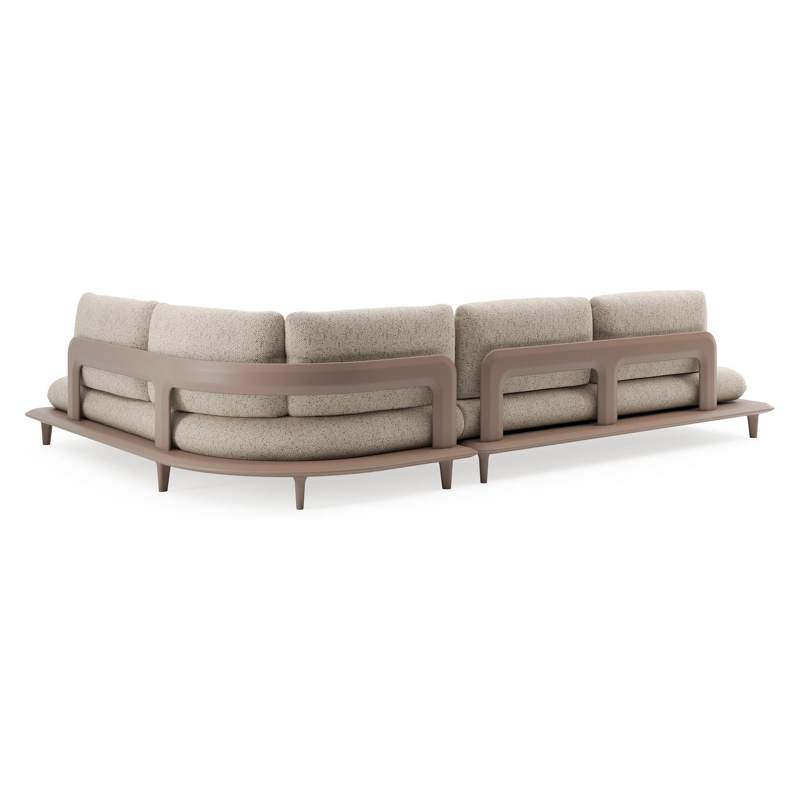 Bomero loungehoek in taupe aluminium met bora jungle all weather cosytica kussen