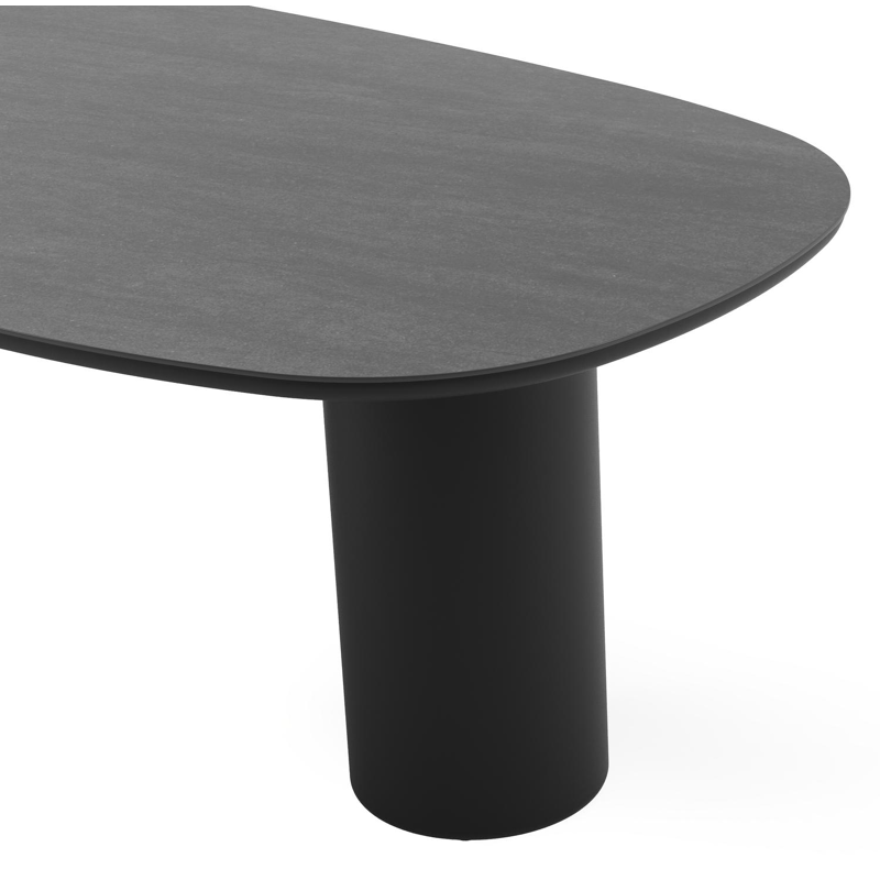 Amico tuintafel bombo in zwart aluminium en volkeramiek Basalt Black - L 210 x B 110 x H 73.5 cm