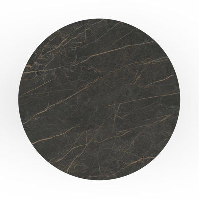 Nano tuintafel in zwart aluminium en volkeramiek black obsession - Dia. 130 x H 71 cm