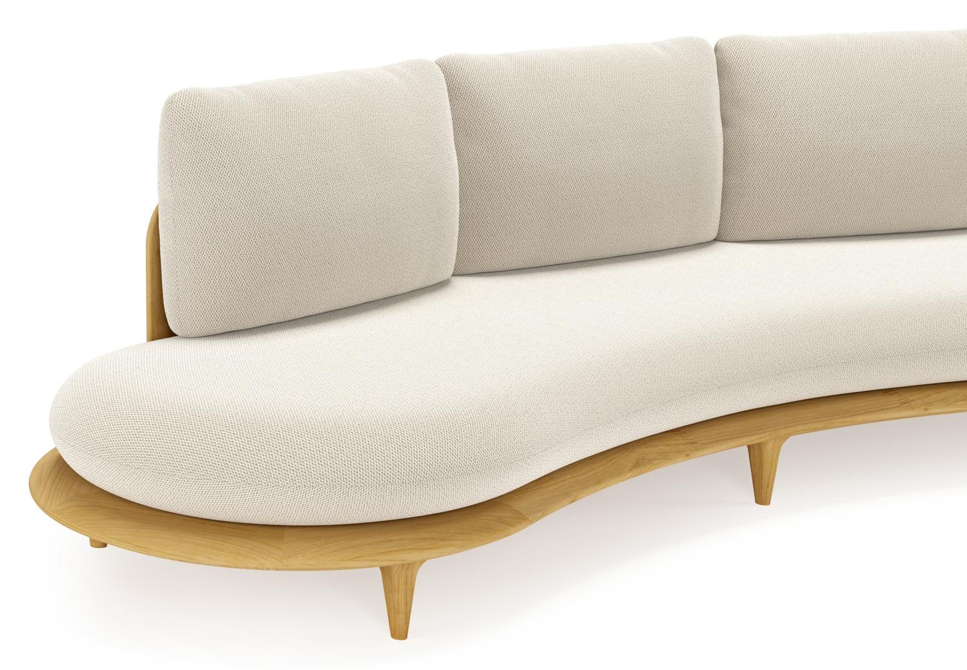 Canape de jardin Bomero en teck et coussins en all weather sunbrella® luxe lopi marble