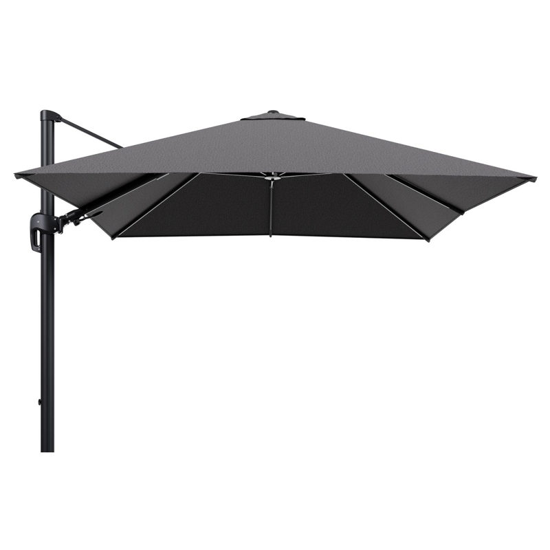 Rufina zweefparasol tiltfunctie in zwart aluminium en parasoldoek in All Weather Solica Firenze Tunder  - L1 300 x L2 300 cm (zonder voet) (zonder voet)