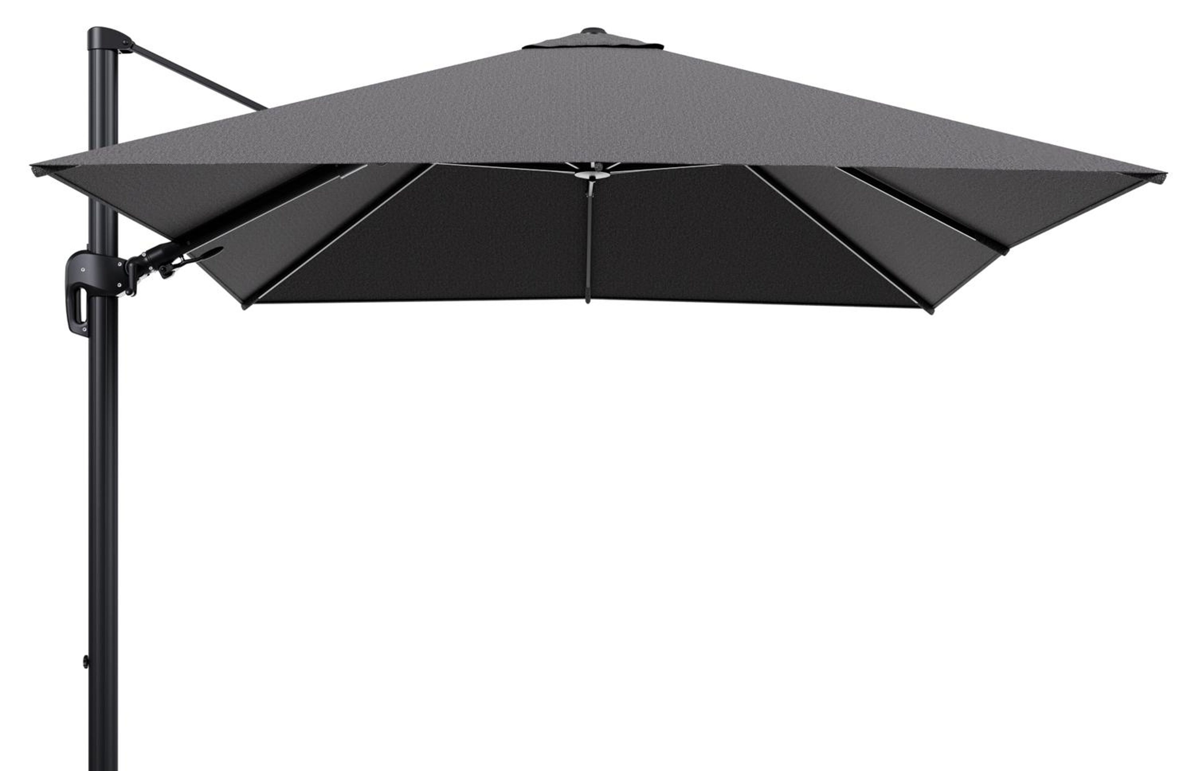 Rufina zweefparasol tiltfunctie in zwart aluminium en parasoldoek in All Weather Solica Firenze Tunder  - L1 300 x L2 300 cm (zonder voet) (zonder voet)