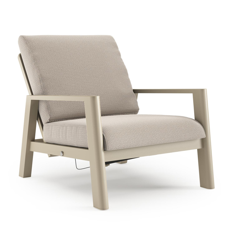 Cirello loungestoel in beige aluminium met lopi fossil all weather sunbrella® luxe kussen