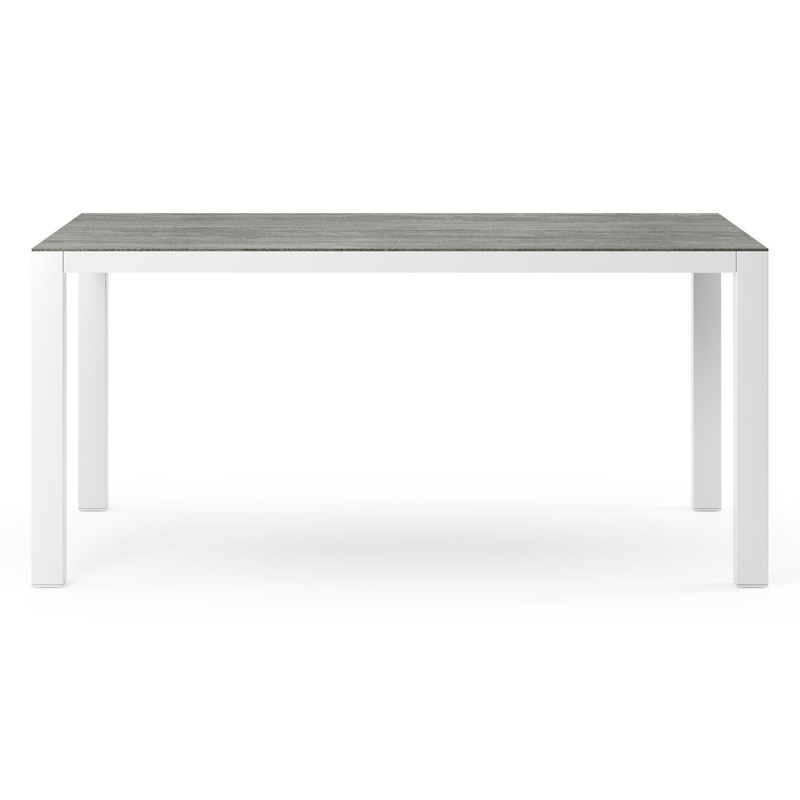 Como tuintafel in wit aluminium en volkeramiek Aspen Grey - L 160 x B 100 x H 75 cm