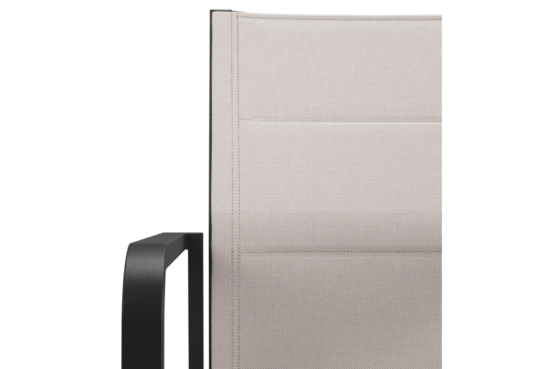 Como stapelbare tuinstoel in zwart aluminium en beige dubbele textilene