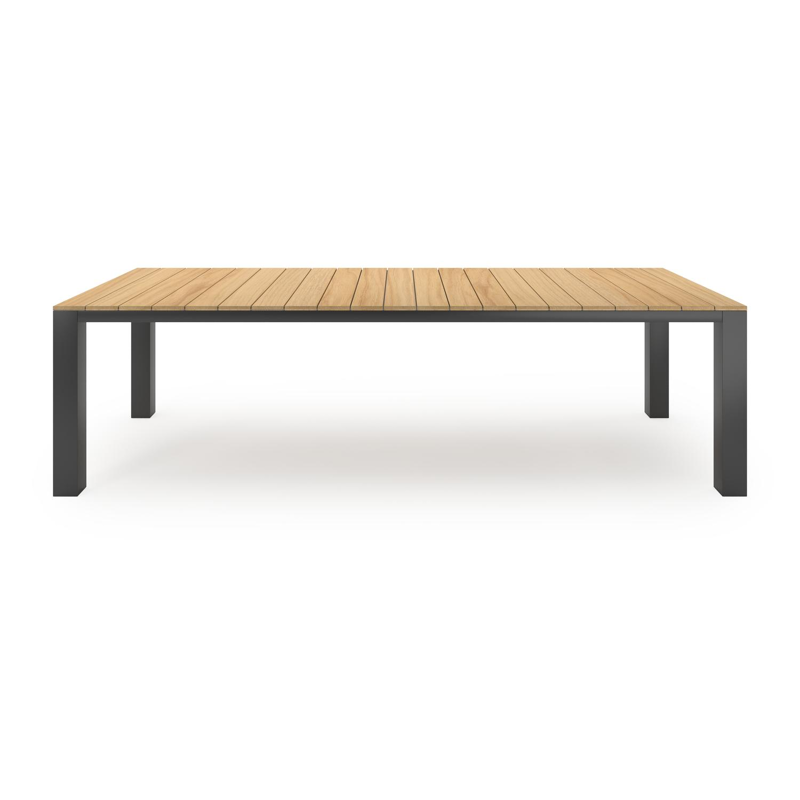 Nano tuintafel in zwart aluminium en teak - L 280 x B 110 x H 75 cm