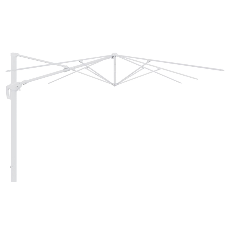 Parasol pendant Minore avec fonction tilt en aluminium blanc et toile de parasol en All Weather Sunbrella® Luxe Lopi Marble  - Lg.1: 350 x Lg.2: 350 cm (sans pied de parasol
