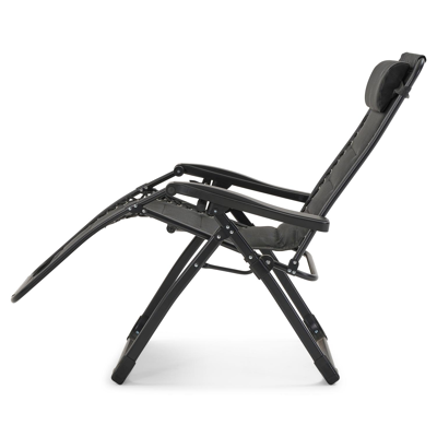 Set van 2 Rio relaxstoelen in zwart aluminium en zwart textilene