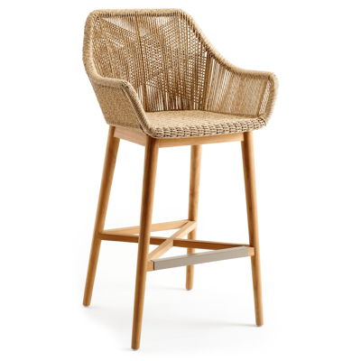 Borgo barstoel in teak en naturel wicker