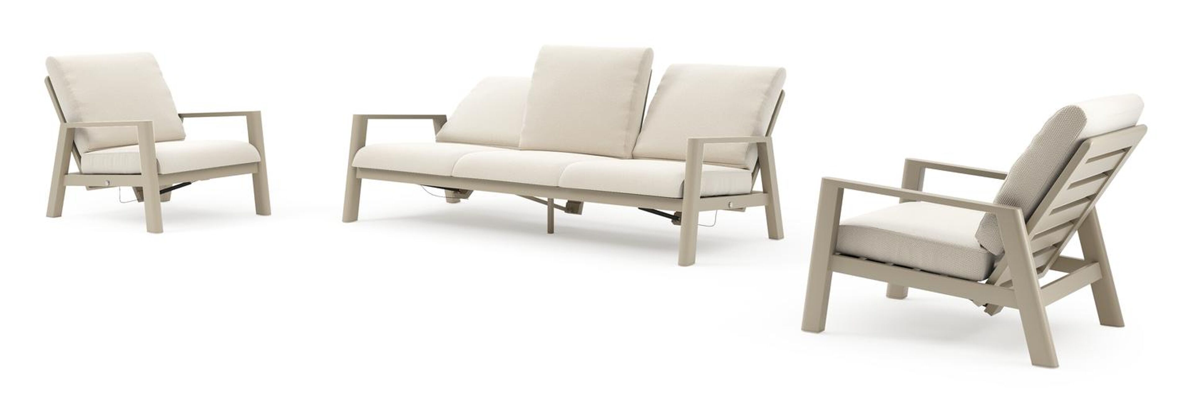 Cirello loungeset in beige aluminium met althea off white all weather cosytica kussen